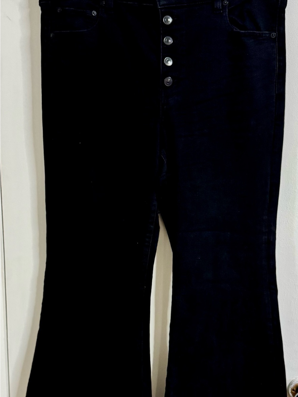 American Eagle Outfitters Black High-Rise Flare Jeans with Button Fly
